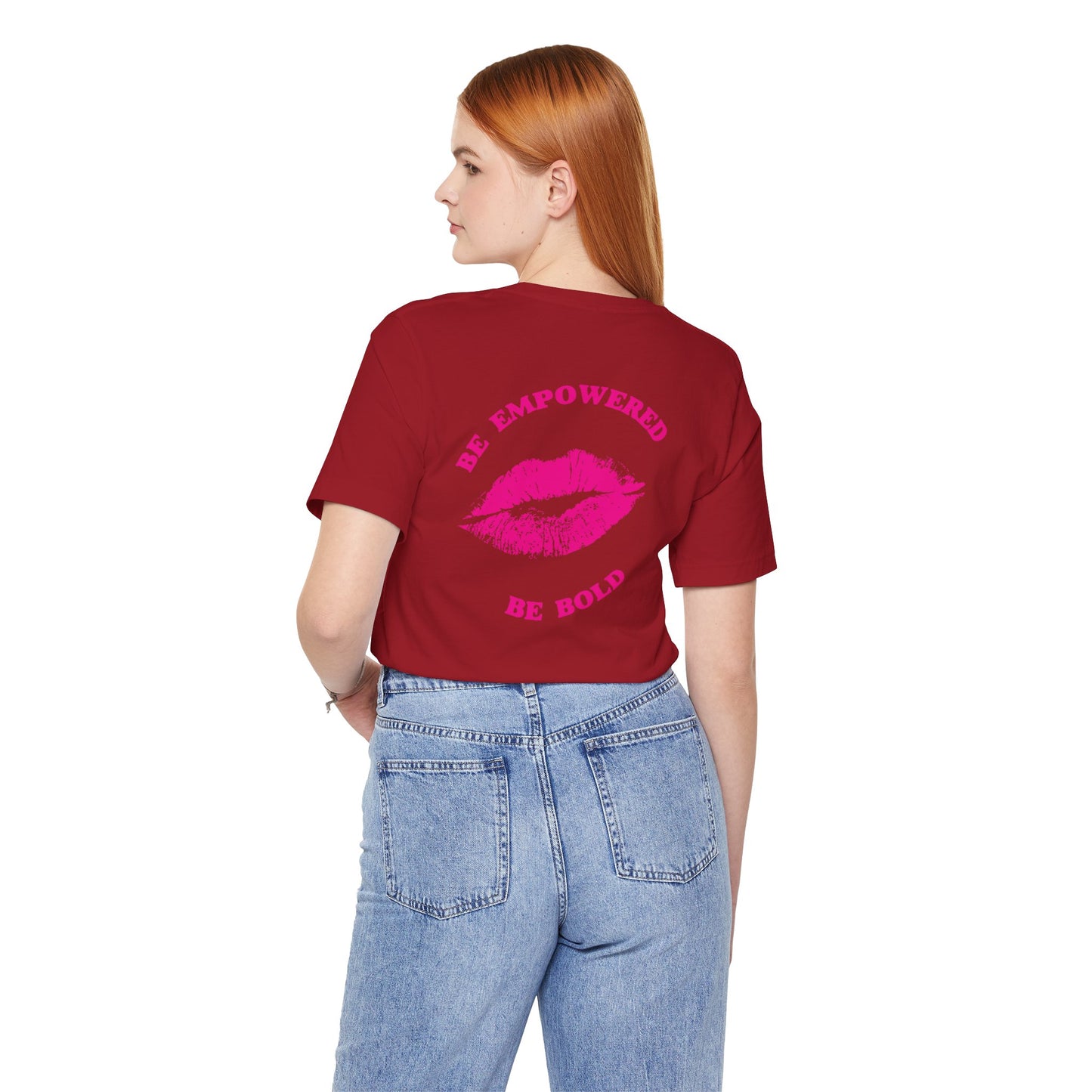 Be Empowered Be Bold Lipstick Tee Pink
