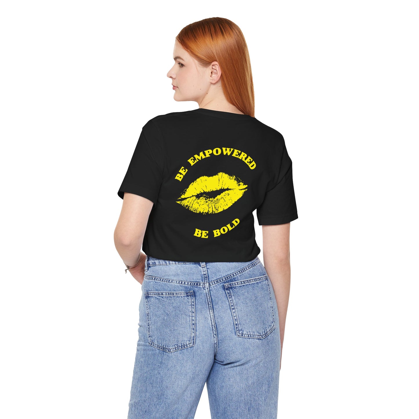 Be Empowered Be Bold Lipstick Tee Yellow