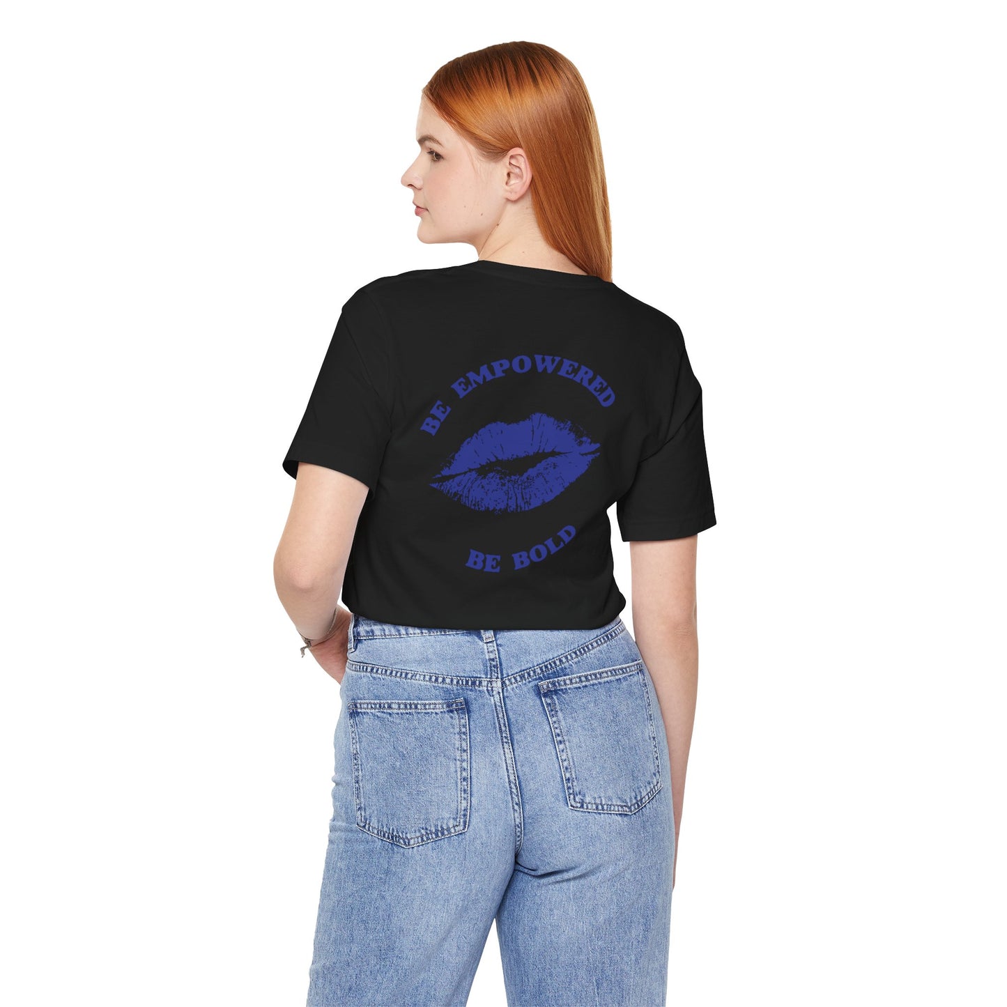 Be Empowered Bold Lipstick Tee Blue