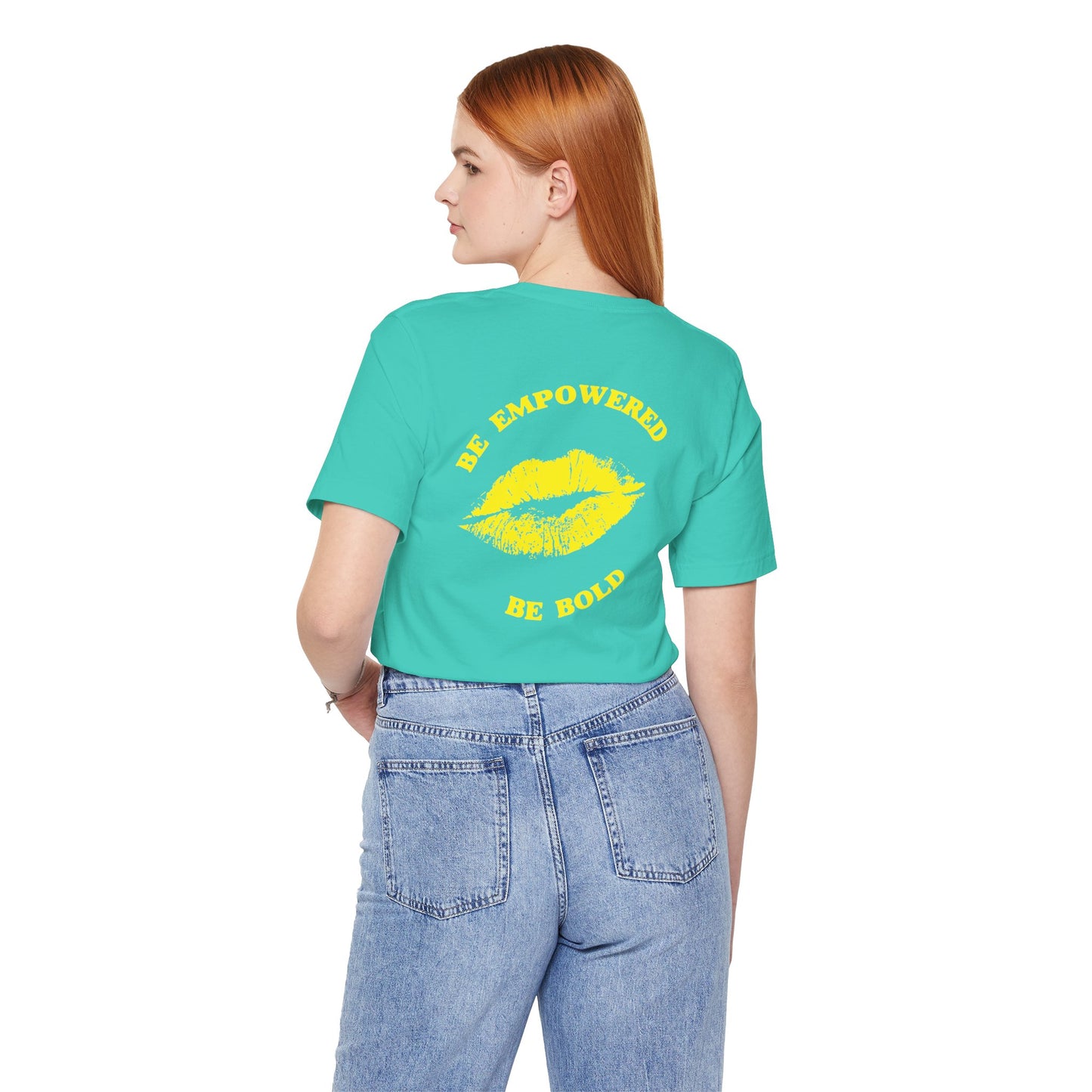 Be Empowered Be Bold Lipstick Tee Yellow