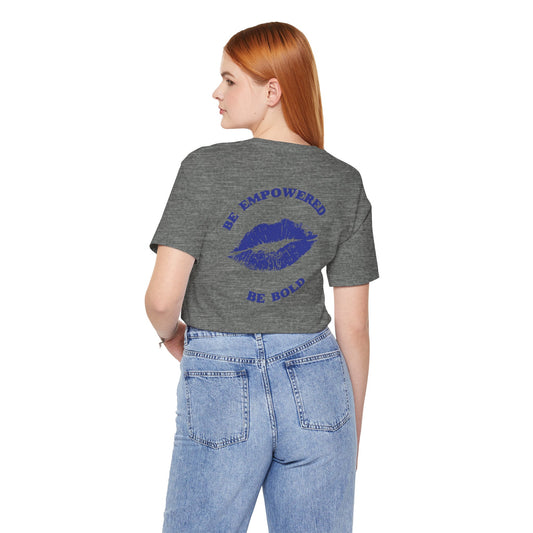 Be Empowered Bold Lipstick Tee Blue
