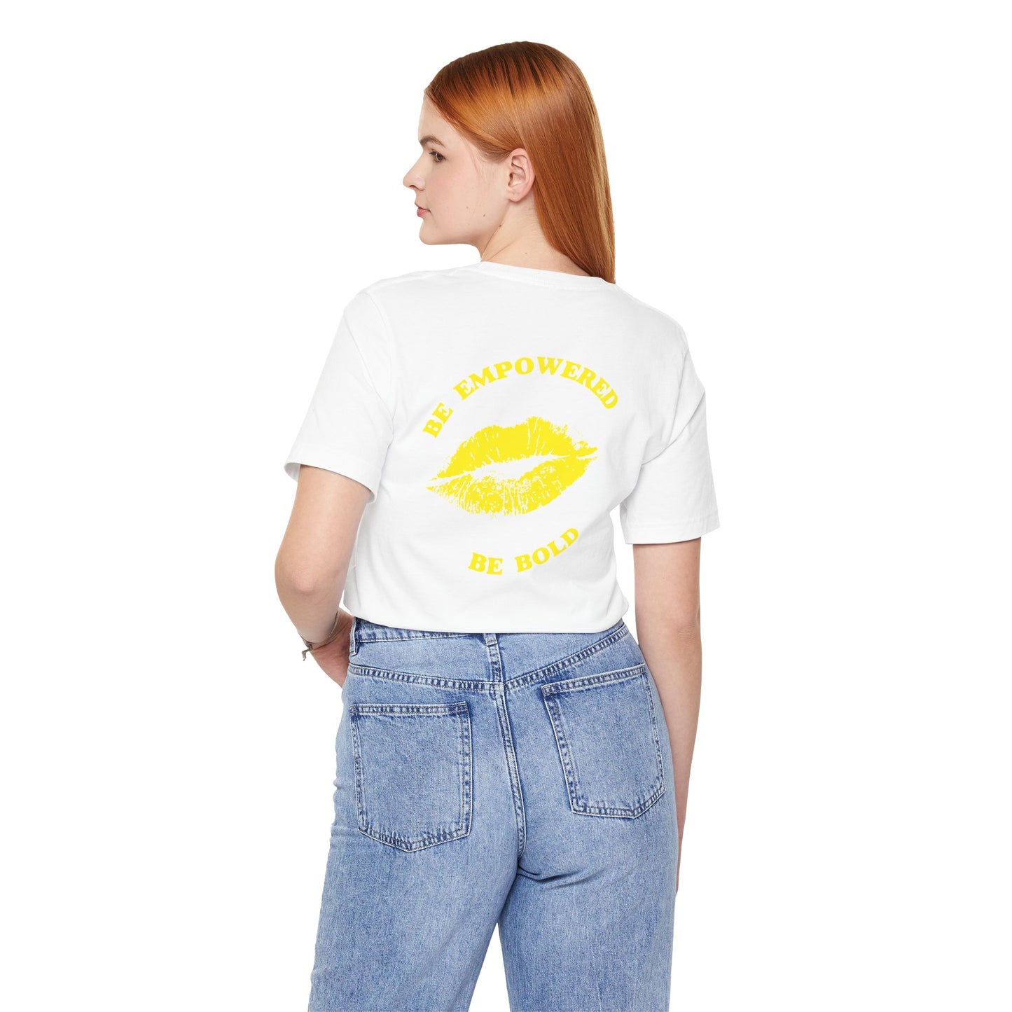 Be Empowered Be Bold Lipstick Tee Yellow
