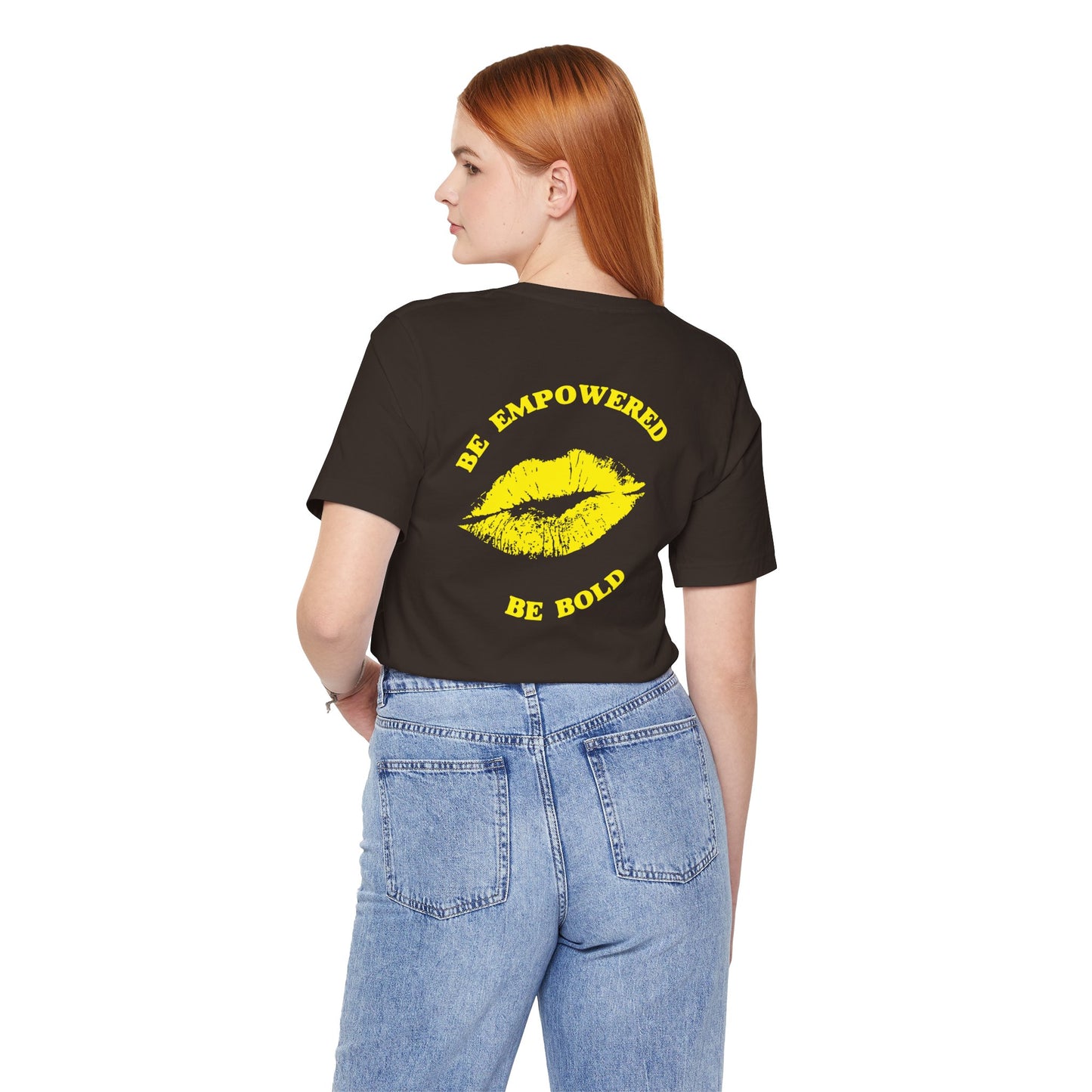 Be Empowered Be Bold Lipstick Tee Yellow