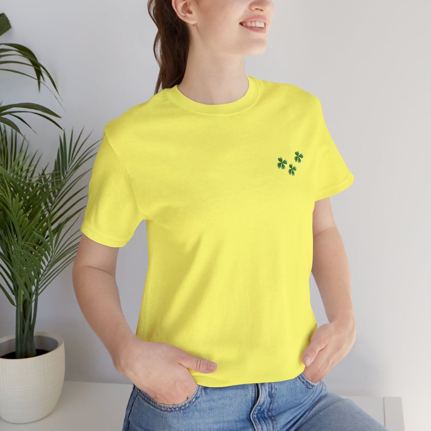 St. Patrick's Day Gnome Tee - Unisex Jersey Short Sleeve T-Shirt with Clover Design