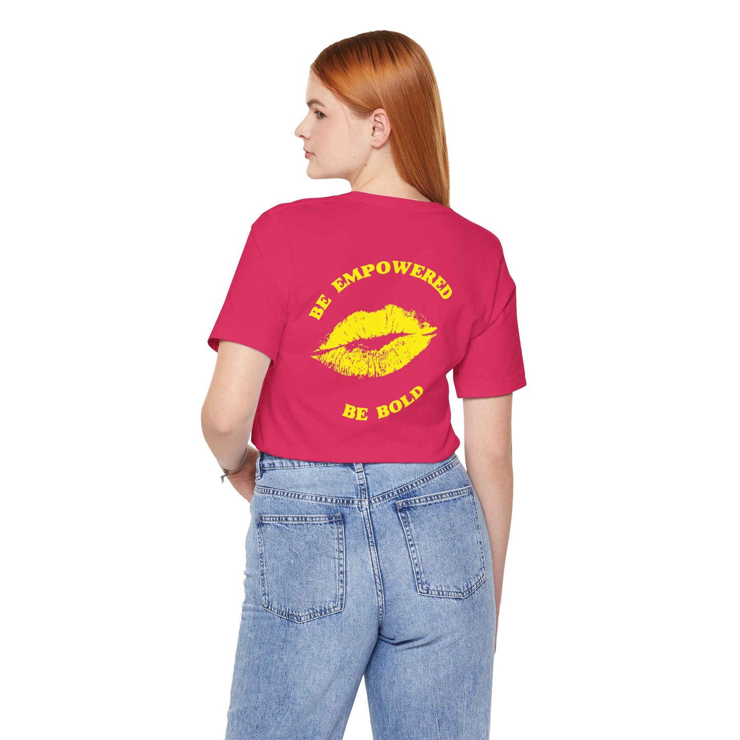Be Empowered Be Bold Lipstick Tee Yellow
