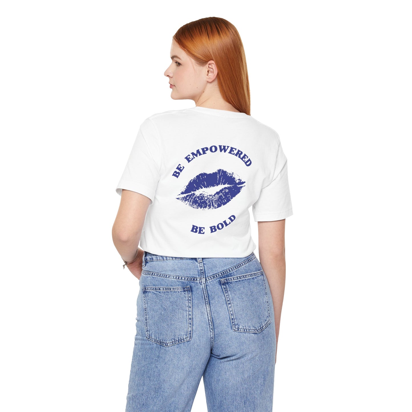 Be Empowered Bold Lipstick Tee Blue
